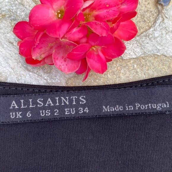 All Saints Sabie Dress Black Wrap Style Ruched Dress. Size 2. New with Tag NWT - Picture 6 of 8